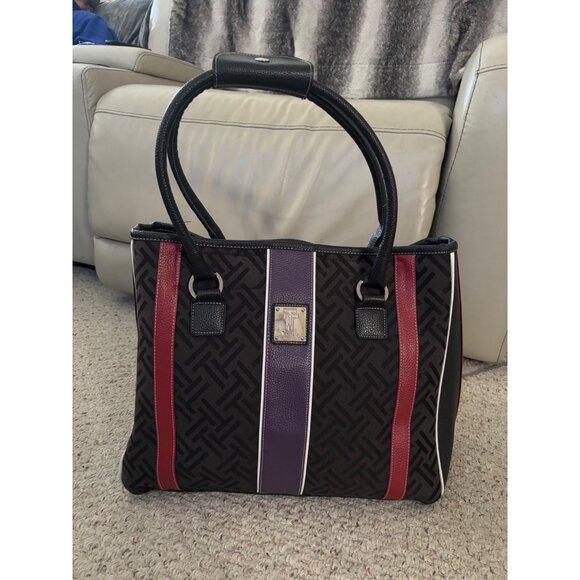 Tignanello Black Tote with Red and Purple Stripes - Picture 10 of 12